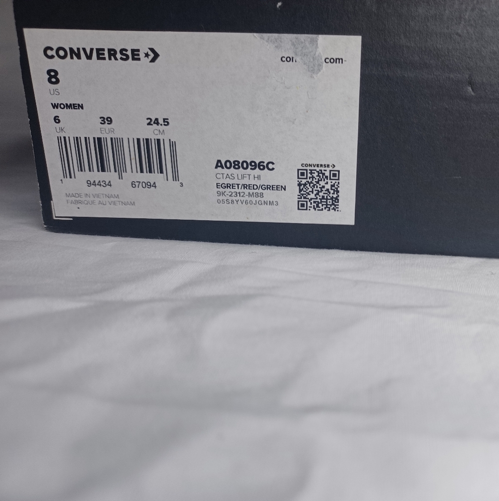 Converse Women's White and Red High-Top Sneakers - Picture 10 of 11